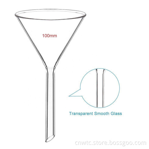 High Borosilicate Glass Funnel Sizes: 60mm, 75mm, 90mm, 120mm, 150mm